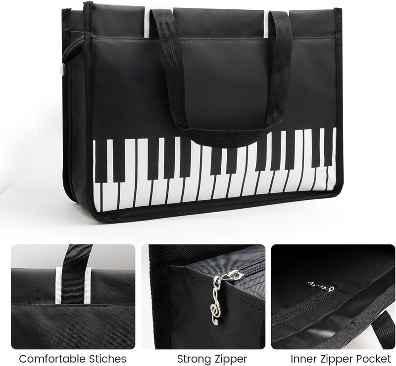 BestSounds Piano Bag, Zipper Waterproof Oxford Cloth Music Piano Accessories Book Bag Tote for Students Kids, Girls, Women, Gifts for Music Lovers Musicians (Black) - Image 2